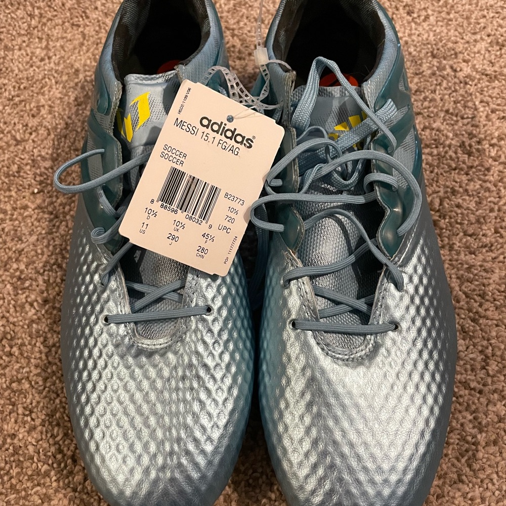 adidas Men's Soccer Cleats in Light Blue with Yellow Accents